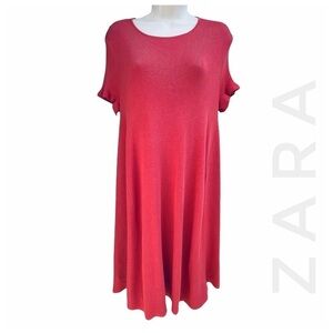 ZARA Knitwear orange knit short sleeve sweater knee length midi dress small